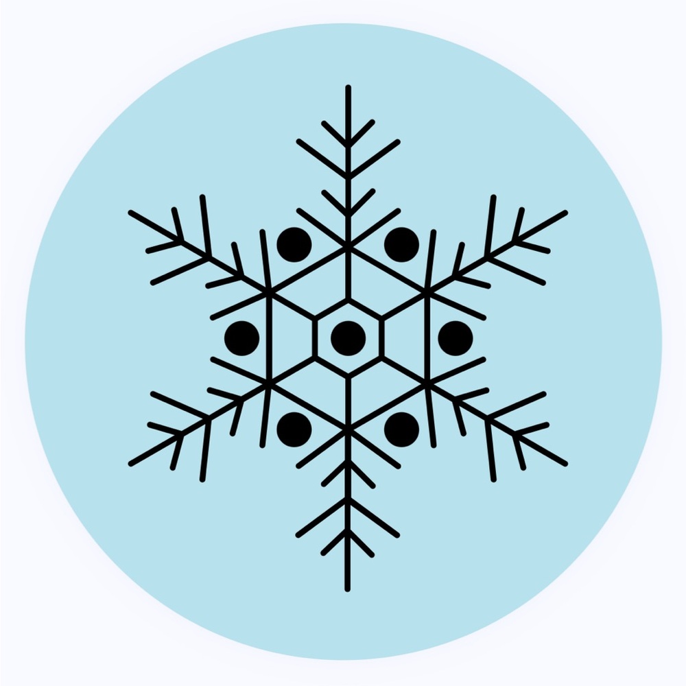 30 STICKERS - 2” ROUND - SNOWFLAKE